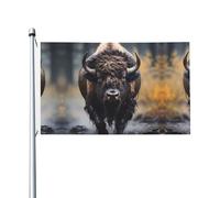 Drapeau décoratif imprimé double face motif bison d'Amérique du Nord 91,4 x 152,4 cm, bannière de jardin pour porche, cour, balcon à suspendre, avec œillets métalliques (mât non inclus)