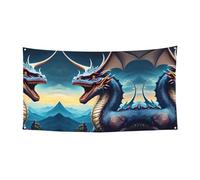 Drapeau décoratif imprimé dragon rugissant à suspendre - 177,8 x 88,9 cm
