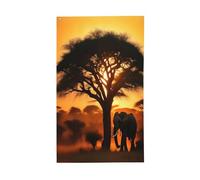 Drapeau décoratif imprimé éléphant africain pour toutes les saisons - Motif simple face - Intérieur et extérieur - Affichage transparent