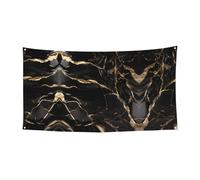 Drapeau décoratif imprimé marbre noir doré - 177,8 x 88,9 cm