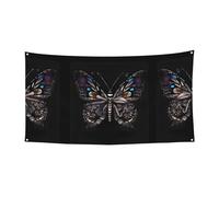 Drapeau décoratif imprimé papillon scientifique à suspendre - 177,8 x 88,9 cm