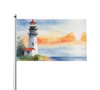 Drapeau décoratif imprimé phare sur un seul côté de 0,9 x 1,5 m à suspendre dans la pelouse extérieure et intérieure balcons