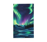 Drapeau décoratif léger avec peinture aurores boréales - Drapeaux saisonniers pour intérieur et extérieur - Pour terrasse, pelouse, jardin