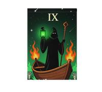 Drapeau décoratif L'Ermite Tarot Carte Grim Reaper | Impression double face durable pour la décoration extérieure de la maison