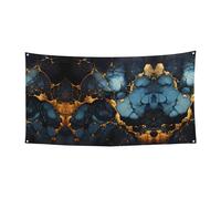 Drapeau décoratif marbré noir et doré - (surdimensionné 177,8 x 88,9 cm) pour fête de Noël, fête d'anniversaire, vacances