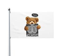 Drapeau Décoratif Ours Tenant Un Film Radiographique Uv Fade Résistant Drapeau De Jardin Amusant Bannière Décorative Pour Ferme Porche Maison 3X5 Ft