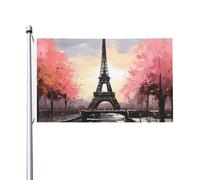 Drapeau Décoratif Peindre La Tour Eiffel De Paris Amusant Bannière De Cour Imperméable Drapeau De La Fierté Pour D'Intérieur Fête Patio 3X5 Ft
