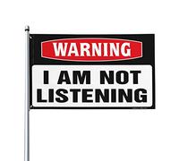 Drapeau décoratif pour bar de sport avec inscription « Warning I'm Not Listening » - Décoration cool pour chambre de gars, chambre à coucher, porte (120 x 180 cm)