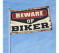 Drapeau décoratif pour bar de sport Beware of Biker - Décoration cool pour chambre de gars - Décoration de porte (60 x 90 cm)
