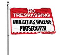 Drapeau décoratif pour bar de sport, décoration de porte « No Trespassing Violators Will Be Prosecuted » (30 x 45 cm)