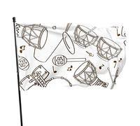 Drapeau décoratif pour batterie musicale - 91 x 152 cm - Couleurs vives - Polyester et œillets en laiton