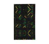 Drapeau décoratif pour extérieur - Motif géométrique - Noir/vert et doré - Toutes saisons - Motif simple face - Pour cour, porche, terrasse