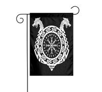 Drapeau décoratif pour jardin, terrasse, fête, vacances, mythologie païenne nordique, symbole scandinave, viking, Odin (30,5 x 45,7 cm)