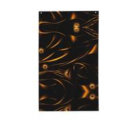 Drapeau décoratif pour l'extérieur - Motif sur une face - Noir et doré - Pour jardin, porche, terrasse