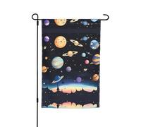 Drapeau décoratif Saturne Jupiter Earth Garden 30,5 x 45,7 cm, 100 % fibre de polyester, tissu épais, universel pour toutes les saisons