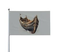 Drapeau décoratif sur un seul côté de 0,9 x 1,5 m avec motif de vieux bateaux vikings à suspendre dans les balcons de pelouse et d'extérieur