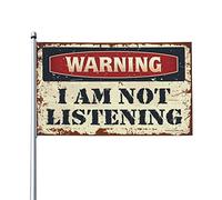 Drapeau décoratif « Warning I'm Not Listening » pour votre chambre (30 x 45 cm)