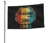 Drapeau Décoratifs Drapeaux Cadeau D'Anniversaire Unique En Son Genre Édition Limitée Génial Depuis Juin 2006 Avec Œillets Bannière Extérieure Pour Jardin Événements Balcon 90X150Cm