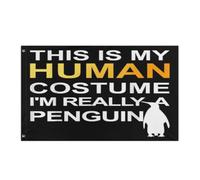 Drapeau Décoratifs Drapeaux J'Ai Le Pingouin En Moi, Mais Pourquoi Les Montagnes ? Mème Du Pingouin Double Couture Bannière Extérieure Pour Maison Extérieur Fête 90X150Cm