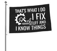 Drapeau Décoratifs Drapeaux Je Répare Des Trucs Et Je Sais Des Choses Double Couture Bruant Pour Bar Jardin Manif 90X150Cm