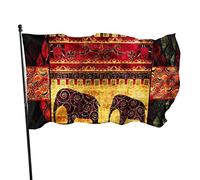 Drapeau d'éléphant africain en patchwork de 0,9 x 1,5 m, couleurs vives, résistant à la décoloration, bannière de sports de plein air en polyester avec 2 œillets en laiton