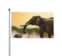 Drapeau d'éléphant d'Afrique 0,9 x 1,5 m pour extérieur et intérieur - Drapeau de jardin avec œillets double face pour décorations de cour
