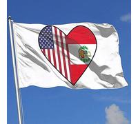 Drapeau demi-péruvien demi-drapeau USA amour coeur dissuasif patrouille drapeau 3X 5Ft bannière avec œillets décor intérieur extérieur