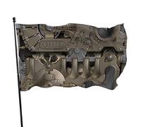 Drapeau d'engrenages mécaniques Steampunk 0,9 x 1,5 m, couleurs vives, résistant à la décoloration, bannière de sports de plein air en polyester avec 2 œillets en laiton