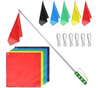 Drapeau d'entraînement à cheval, équipement d'entraînement à cheval, drapeau de 5pcs 17x17 pouces avec mât télescopique de 47 pouces et boucles, guide touristique portable avec haandle sans glissemen