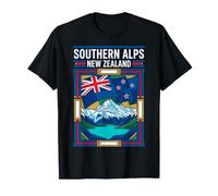 Drapeau des Alpes du Sud Nouvelle-Zélande Lac de Montagne Voyage Art T-Shirt