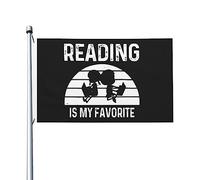 Drapeau des amoureux de la lecture La lecture est mon drapeau préféré Drapeaux de nouveauté double face Bannière extérieure pour la maison 3x5 pieds, La lecture est ma tapisserie préférée