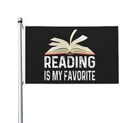 Drapeau des amoureux de la lecture La lecture est mon drapeau préféré pour les gars de la chambre Drapeaux de nouveauté double face Bannière extérieure pour porche 3 x 5 pi, La lecture est ma tapisser