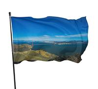 Drapeau des attractions du pont du Golden Gate Bridge de 91 x 152 cm, bannière de sports de plein air, drapeau de cour en polyester résistant à la décoloration avec 2 œillets en laiton pour décoration