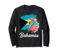 Drapeau des Bahamas Vieilli Flamingo Island Travel Manche Longue