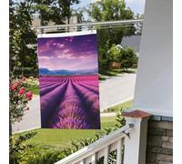 Drapeau des champs de lavande - 61 x 91 cm - Pour extérieur et intérieur - Pour le printemps, l'été, l'automne et l'hiver - Drapeaux de jardin avec œillets verticaux double face - Bannière pour