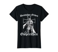 Drapeau des Chevaliers teutoniques Drapeau Buhurt Chevalier T-Shirt Graphique avec Valeur, Femme, Noir, L