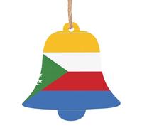 Drapeau des Comores Ornements de Sapin de Noël en Bois en Forme de Cloche 1 PC - Pendentif Décorations Vintage pour Décoration Maison Vacances