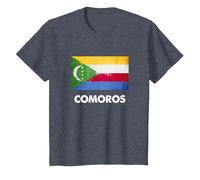 Drapeau des Comores T-Shirt, Enfant, Bleu Chiné, 2 Ans