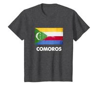 Drapeau des Comores T-Shirt, Enfant, Chiné Foncé, 12 Ans