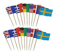 Drapeau des Cure-Dents Pays,100 Pièces Marqueurs de Drapeau Pays Petites Toothpick Flags pour Fête Cheeseplate de Nourriture Apéritifs Cupcake Toppers Nationale Décoration