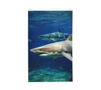 Drapeau des Deux Requins Blancs 3x5 pieds Double Face pour Bannière Extérieure avec Œillets Toile de Fond Photo Drapeau de Jardin Vertical pour Décoration Intérieure Extérieure