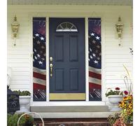 Drapeau des États-Unis à suspendre pour porte de printemps et été - Bannière de porche « Happy Birthday » - Bannière de fond photo - Panneau de porte d'entrée pour cour intérieure et extérieure