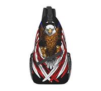 Drapeau des États-Unis Aigle patriotique Sac à bandoulière simple pour hommes Sac à bandoulière décontracté poitrine sac de beauté corps imprimé, noir, One Size, Résistant