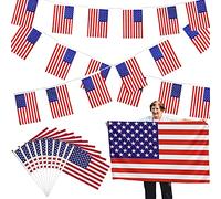 Drapeau des États-Unis, Americain Chaine de Drapeau de Banderoles Decoration de Guirlande, USA pour Extérieur/Jardin/Décorations du Parti/Clubs Sportifs (90 x 150cm)