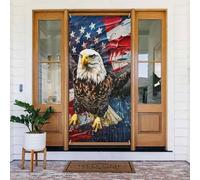 Drapeau des États-Unis avec aigle imprimé bannière de porte de fête à suspendre rideau de porte en tissu pour décoration intérieure et extérieure de vacances