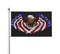 Drapeau des États-Unis avec aigle patriotique de 0,9 x 1,5 m - Bannière robuste pour décoration extérieure et de jardin, impression double face, facile à installer