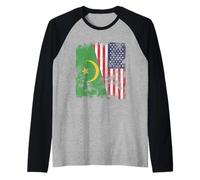 Drapeau des États-Unis de la Mauritanie 1959-2017 Vieilli - Demi américain Manche Raglan