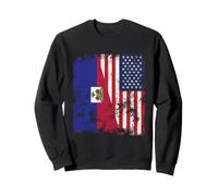 Drapeau des États-Unis d'Haïti Vieilli - Demi Américain Sweatshirt