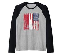 Drapeau des États-Unis d'Indonésie Vieilli - Demi américain Manche Raglan