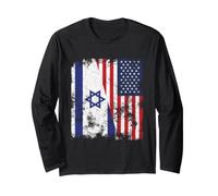 Drapeau des États-Unis d'Israël Vieilli - Demi américain Manche Longue